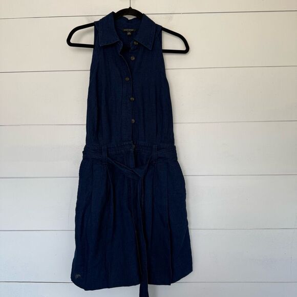 Banana Republic Women’s 8 Button Down Denim Camp Romper Linen Blend Sleeveless - Picture 1 of 6